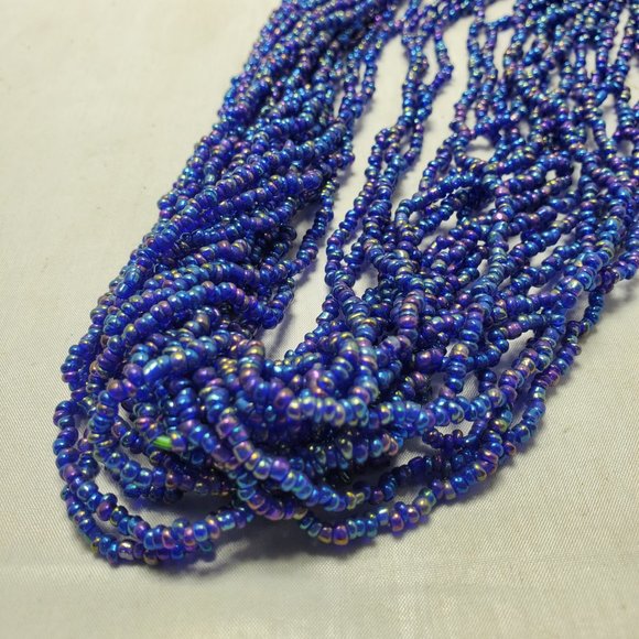Signature Lapis Lazuli seed bead multi strand necklace 20 strand - Picture 4 of 5